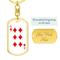 6 of Diamonds Gambler Keychain Stainless Steel or 18k Gold Dog Tag Keyring-Express Your Love Gifts