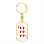 6 of Diamonds Gambler Keychain Stainless Steel or 18k Gold Dog Tag Keyring-Express Your Love Gifts