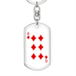 6 of Diamonds Gambler Keychain Stainless Steel or 18k Gold Dog Tag Keyring-Express Your Love Gifts