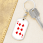 6 of Diamonds Gambler Keychain Stainless Steel or 18k Gold Dog Tag Keyring-Express Your Love Gifts