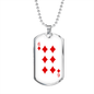 6 of Diamonds Gambler Necklace Stainless Steel or 18k Gold Dog Tag 24" Chain-Express Your Love Gifts