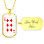 6 of Diamonds Gambler Necklace Stainless Steel or 18k Gold Dog Tag 24" Chain-Express Your Love Gifts