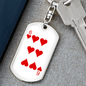 6 of Hearts Gambler Keychain Stainless Steel or 18k Gold Dog Tag Keyring-Express Your Love Gifts