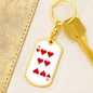 6 of Hearts Gambler Keychain Stainless Steel or 18k Gold Dog Tag Keyring-Express Your Love Gifts