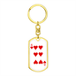 6 of Hearts Gambler Keychain Stainless Steel or 18k Gold Dog Tag Keyring-Express Your Love Gifts