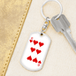 6 of Hearts Gambler Keychain Stainless Steel or 18k Gold Dog Tag Keyring-Express Your Love Gifts