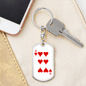 6 of Hearts Gambler Keychain Stainless Steel or 18k Gold Dog Tag Keyring-Express Your Love Gifts