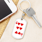 6 of Hearts Gambler Keychain Stainless Steel or 18k Gold Dog Tag Keyring-Express Your Love Gifts