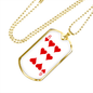 6 of Hearts Gambler Necklace Stainless Steel or 18k Gold Dog Tag 24" Chain-Express Your Love Gifts