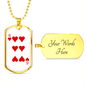 6 of Hearts Gambler Necklace Stainless Steel or 18k Gold Dog Tag 24" Chain-Express Your Love Gifts