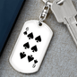 6 of Spades Gambler Keychain Stainless Steel or 18k Gold Dog Tag Keyring-Express Your Love Gifts