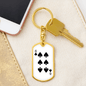 6 of Spades Gambler Keychain Stainless Steel or 18k Gold Dog Tag Keyring-Express Your Love Gifts
