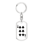 6 of Spades Gambler Keychain Stainless Steel or 18k Gold Dog Tag Keyring-Express Your Love Gifts