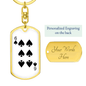 6 of Spades Gambler Keychain Stainless Steel or 18k Gold Dog Tag Keyring-Express Your Love Gifts