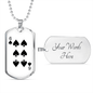 6 of Spades Gambler Necklace Stainless Steel or 18k Gold Dog Tag 24" Chain-Express Your Love Gifts