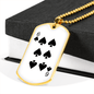 6 of Spades Gambler Necklace Stainless Steel or 18k Gold Dog Tag 24" Chain-Express Your Love Gifts