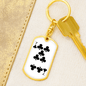 7 of Clubs Gambler Keychain Stainless Steel or 18k Gold Dog Tag Keyring-Express Your Love Gifts