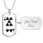 7 of Clubs Gambler Necklace Stainless Steel or 18k Gold Dog Tag 24" Chain-Express Your Love Gifts