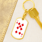 7 of Diamonds Gambler Keychain Stainless Steel or 18k Gold Dog Tag Keyring-Express Your Love Gifts