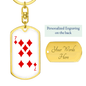 7 of Diamonds Gambler Keychain Stainless Steel or 18k Gold Dog Tag Keyring-Express Your Love Gifts