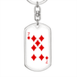 7 of Diamonds Gambler Keychain Stainless Steel or 18k Gold Dog Tag Keyring-Express Your Love Gifts
