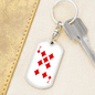 7 of Diamonds Gambler Keychain Stainless Steel or 18k Gold Dog Tag Keyring-Express Your Love Gifts