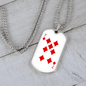 7 of Diamonds Gambler Necklace Stainless Steel or 18k Gold Dog Tag 24" Chain-Express Your Love Gifts