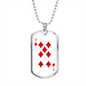 7 of Diamonds Gambler Necklace Stainless Steel or 18k Gold Dog Tag 24" Chain-Express Your Love Gifts