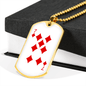7 of Diamonds Gambler Necklace Stainless Steel or 18k Gold Dog Tag 24" Chain-Express Your Love Gifts