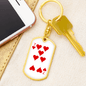 7 of Hearts Gambler Keychain Stainless Steel or 18k Gold Dog Tag Keyring-Express Your Love Gifts