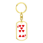 7 of Hearts Gambler Keychain Stainless Steel or 18k Gold Dog Tag Keyring-Express Your Love Gifts