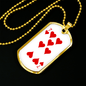 7 of Hearts Gambler Necklace Stainless Steel or 18k Gold Dog Tag 24" Chain-Express Your Love Gifts