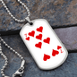 7 of Hearts Gambler Necklace Stainless Steel or 18k Gold Dog Tag 24" Chain-Express Your Love Gifts