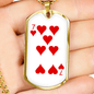 7 of Hearts Gambler Necklace Stainless Steel or 18k Gold Dog Tag 24" Chain-Express Your Love Gifts