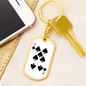 7 of Spades Gambler Keychain Stainless Steel or 18k Gold Dog Tag Keyring-Express Your Love Gifts