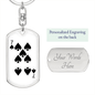7 of Spades Gambler Keychain Stainless Steel or 18k Gold Dog Tag Keyring-Express Your Love Gifts