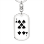 7 of Spades Gambler Keychain Stainless Steel or 18k Gold Dog Tag Keyring-Express Your Love Gifts