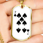 7 of Spades Gambler Necklace Stainless Steel or 18k Gold Dog Tag 24" Chain-Express Your Love Gifts