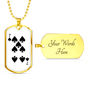 7 of Spades Gambler Necklace Stainless Steel or 18k Gold Dog Tag 24" Chain-Express Your Love Gifts