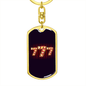 777 Gambler Keychain Stainless Steel or 18k Gold Dog Tag Keyring-Express Your Love Gifts