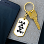 8 of Clubs Gambler Keychain Stainless Steel or 18k Gold Dog Tag Keyring-Express Your Love Gifts