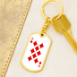 8 of Diamonds Gambler Keychain Stainless Steel or 18k Gold Dog Tag Keyring-Express Your Love Gifts