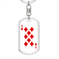 8 of Diamonds Gambler Keychain Stainless Steel or 18k Gold Dog Tag Keyring-Express Your Love Gifts
