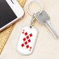 8 of Diamonds Gambler Keychain Stainless Steel or 18k Gold Dog Tag Keyring-Express Your Love Gifts