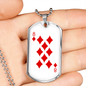 8 of Diamonds Gambler Necklace Stainless Steel or 18k Gold Dog Tag 24" Chain-Express Your Love Gifts