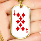8 of Diamonds Gambler Necklace Stainless Steel or 18k Gold Dog Tag 24" Chain-Express Your Love Gifts