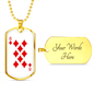 8 of Diamonds Gambler Necklace Stainless Steel or 18k Gold Dog Tag 24" Chain-Express Your Love Gifts