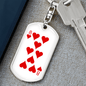 8 of Hearts Gambler Keychain Stainless Steel or 18k Gold Dog Tag Keyring-Express Your Love Gifts
