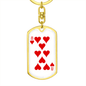 8 of Hearts Gambler Keychain Stainless Steel or 18k Gold Dog Tag Keyring-Express Your Love Gifts