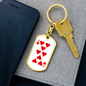 8 of Hearts Gambler Keychain Stainless Steel or 18k Gold Dog Tag Keyring-Express Your Love Gifts